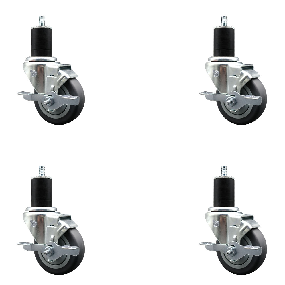 SCC-EX20S3514-TPRB-TLB-134-4 Thermoplastic Rubber Swivel Expanding Stem Caster with 3.5 in. Gray Wheels & 1.75 in. Stems - Set of 4