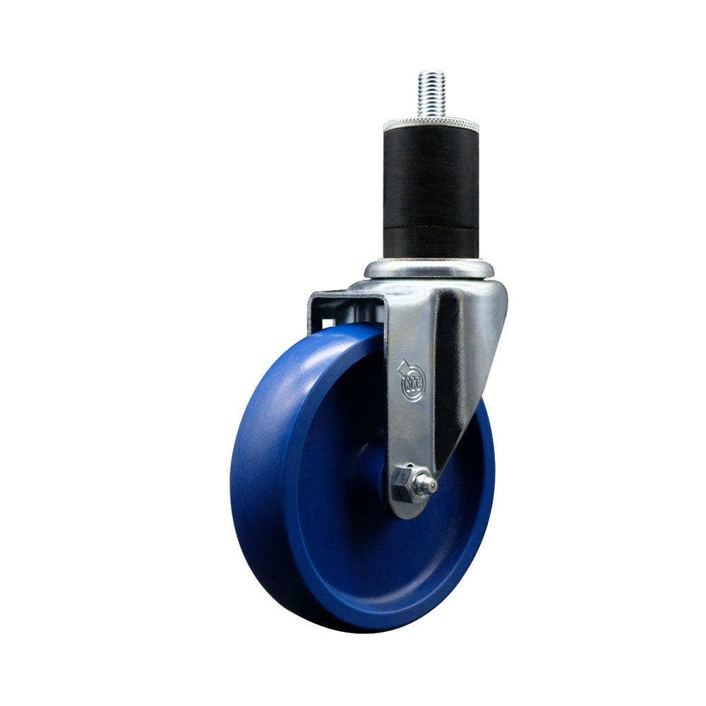 SCC-EX20S514-SPUS-134 Solid Polyurethane Expanding Stem Swivel Caster with 5 in. Blue Wheel & 1.75 in. Stem