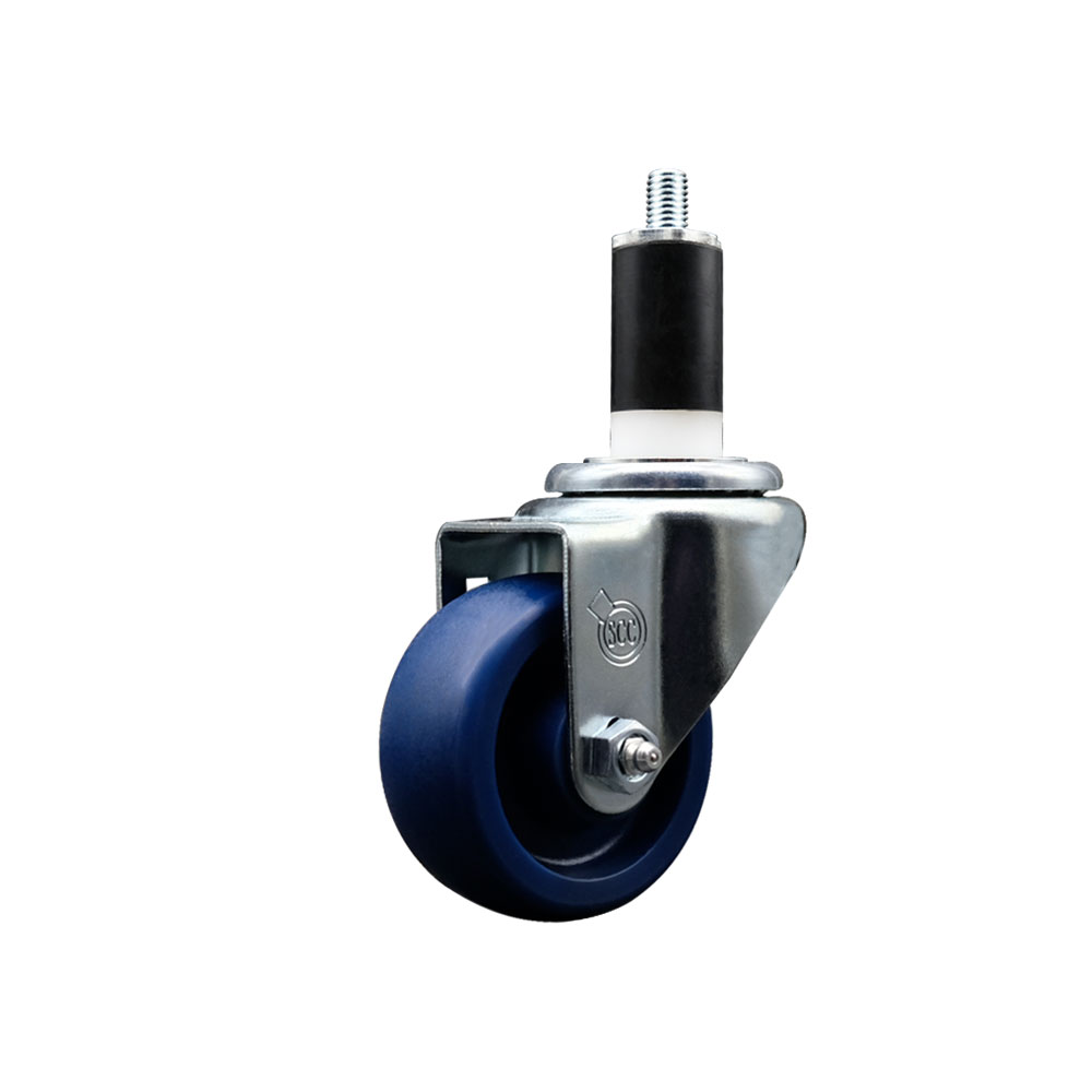 SCC-SSEX20S314-SPUS-138 Stainless Steel Solid Polyurethane Expanding Stem Swivel Caster with 3 in. Blue Wheel & 1.38 in. Stem
