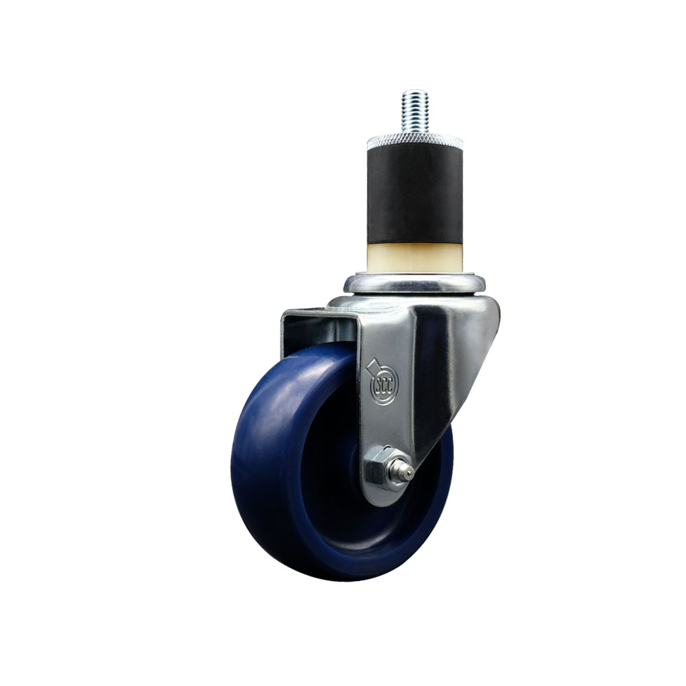 SCC-EX20S3514-SPUS-178 Solid Polyurethane Expanding Stem Swivel Caster with 3.5 in. Blue Wheel & 1.87 in. Stem