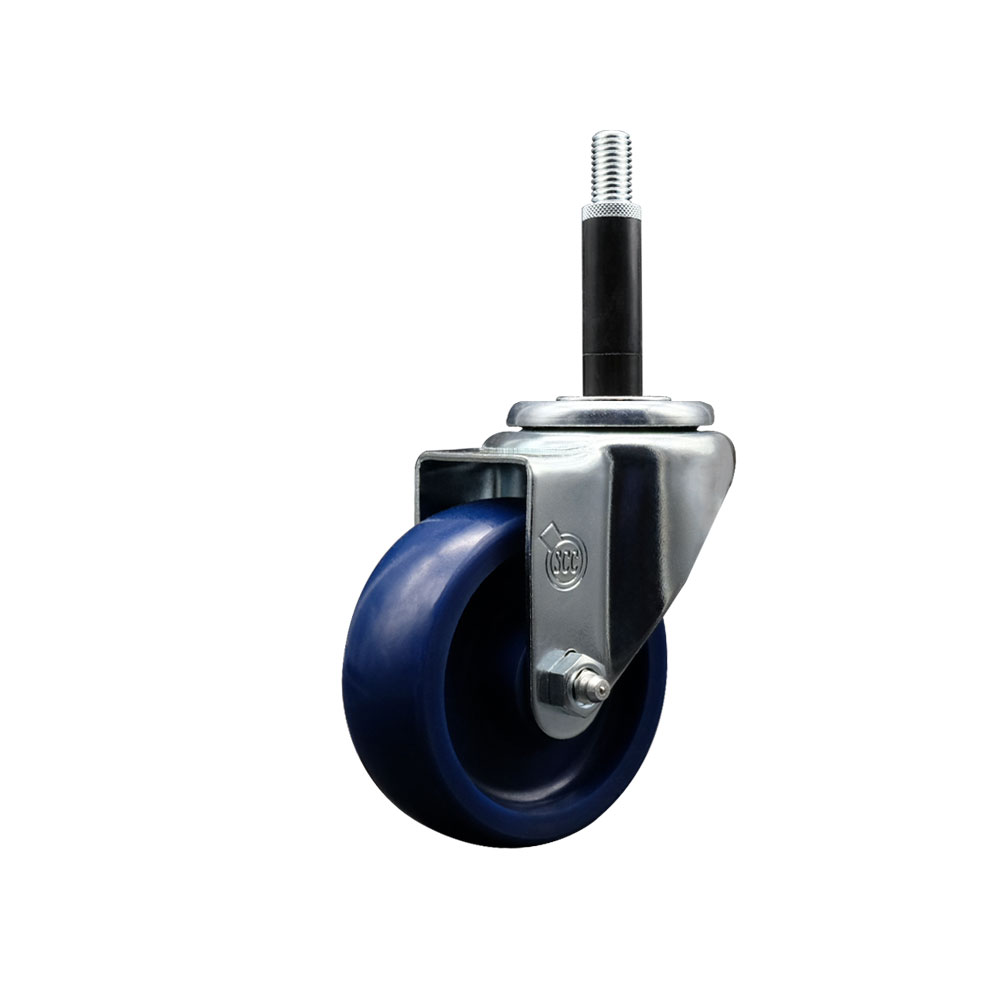 SCC-EX20S3514-SPUS-34 Solid Polyurethane Expanding Stem Swivel Caster with 3.5 in. Blue Wheel & 0.75 in. Stem