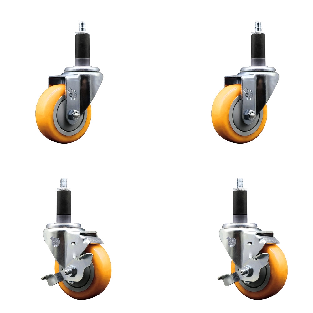 SCC-EX20S3514-PPUB-YEL-2-TLB-2-118 Polyurethane Swivel Expanding Stem Caster with 3.5 in. Yellow Wheels & 1.13 in. Stems - Set of 4