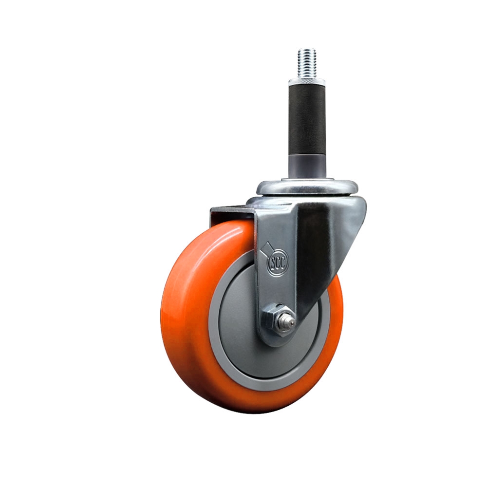 SCC-EX20S414-PPUB-ORG-1 Polyurethane Expanding Stem Swivel Caster with 4 in. Orange Wheel & 1 in. Stem