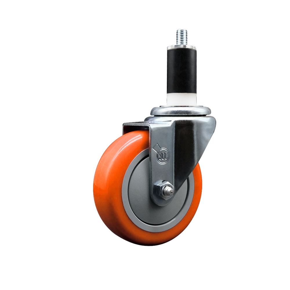 SCC-EX20S414-PPUB-ORG-138 Polyurethane Expanding Stem Swivel Caster with 4 in. Orange Wheel & 1.38 in. Stem