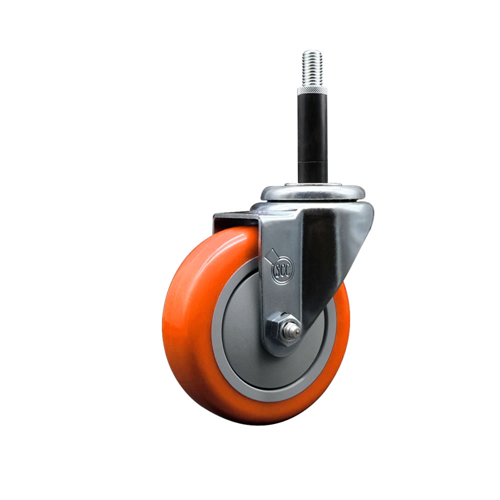 SCC-EX20S414-PPUB-ORG-34 Polyurethane Expanding Stem Swivel Caster with 4 in. Orange Wheel & 0.75 in. Stem