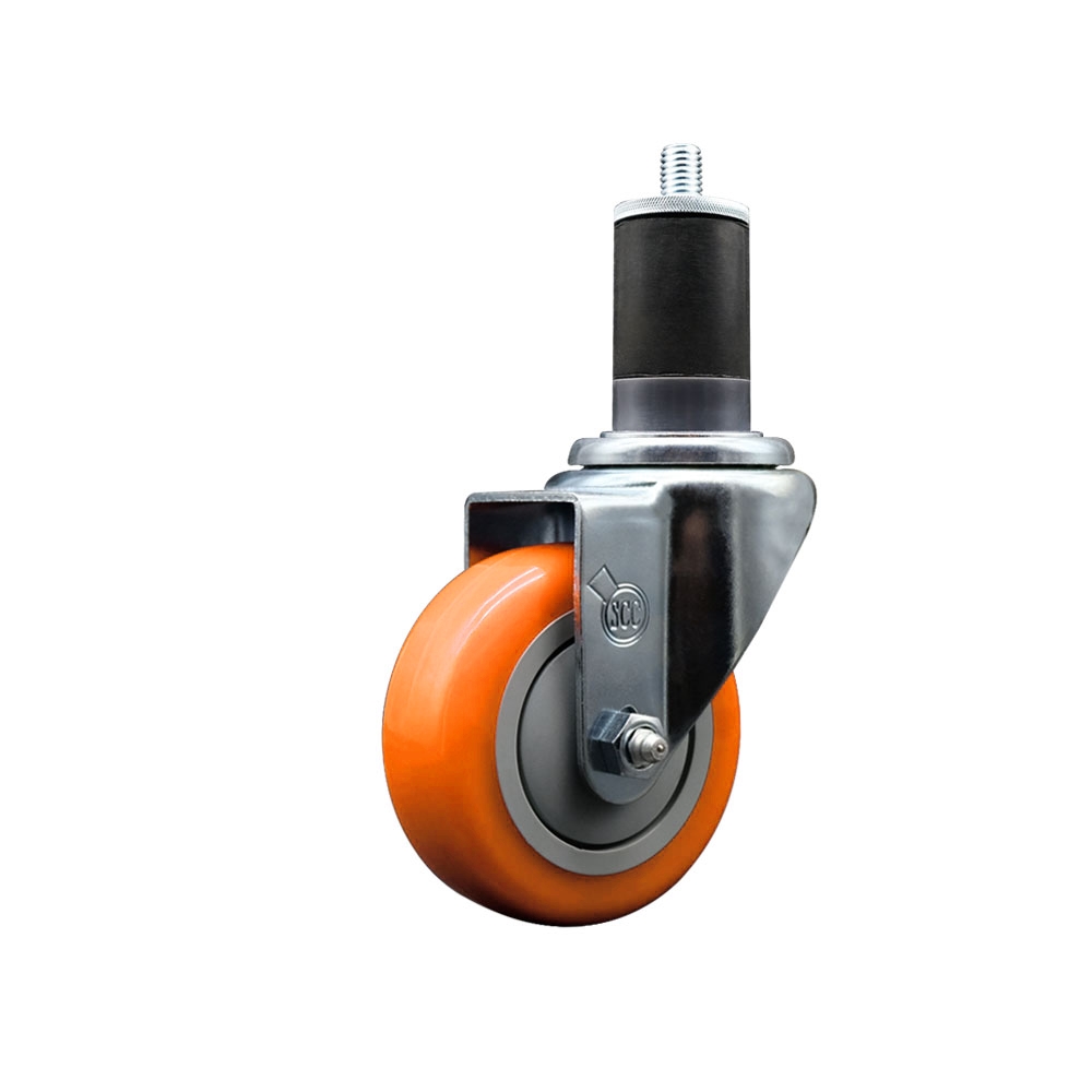 SCC-EX20S3514-PPUB-ORG-158 Polyurethane Expanding Stem Swivel Caster with 3.5 in. Orange Wheel & 1.63 in. Stem