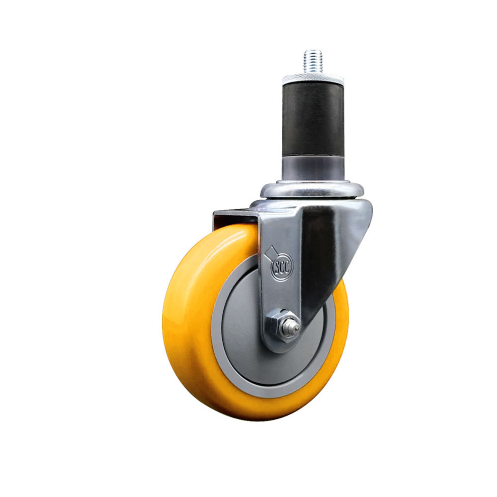 SCC-EX20S414-PPUB-YEL-158 Polyurethane Expanding Stem Swivel Caster with 4 in. Yellow Wheel & 1.63 in. Stem