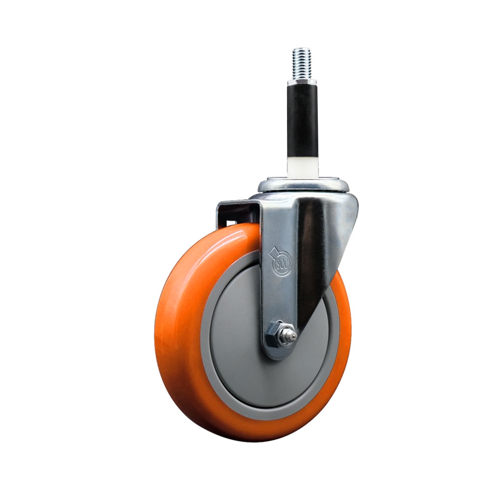 SCC-EX20S514-PPUB-ORG-78 Polyurethane Expanding Stem Swivel Caster with 5 in. Orange Wheel & 0.87 in. Stem