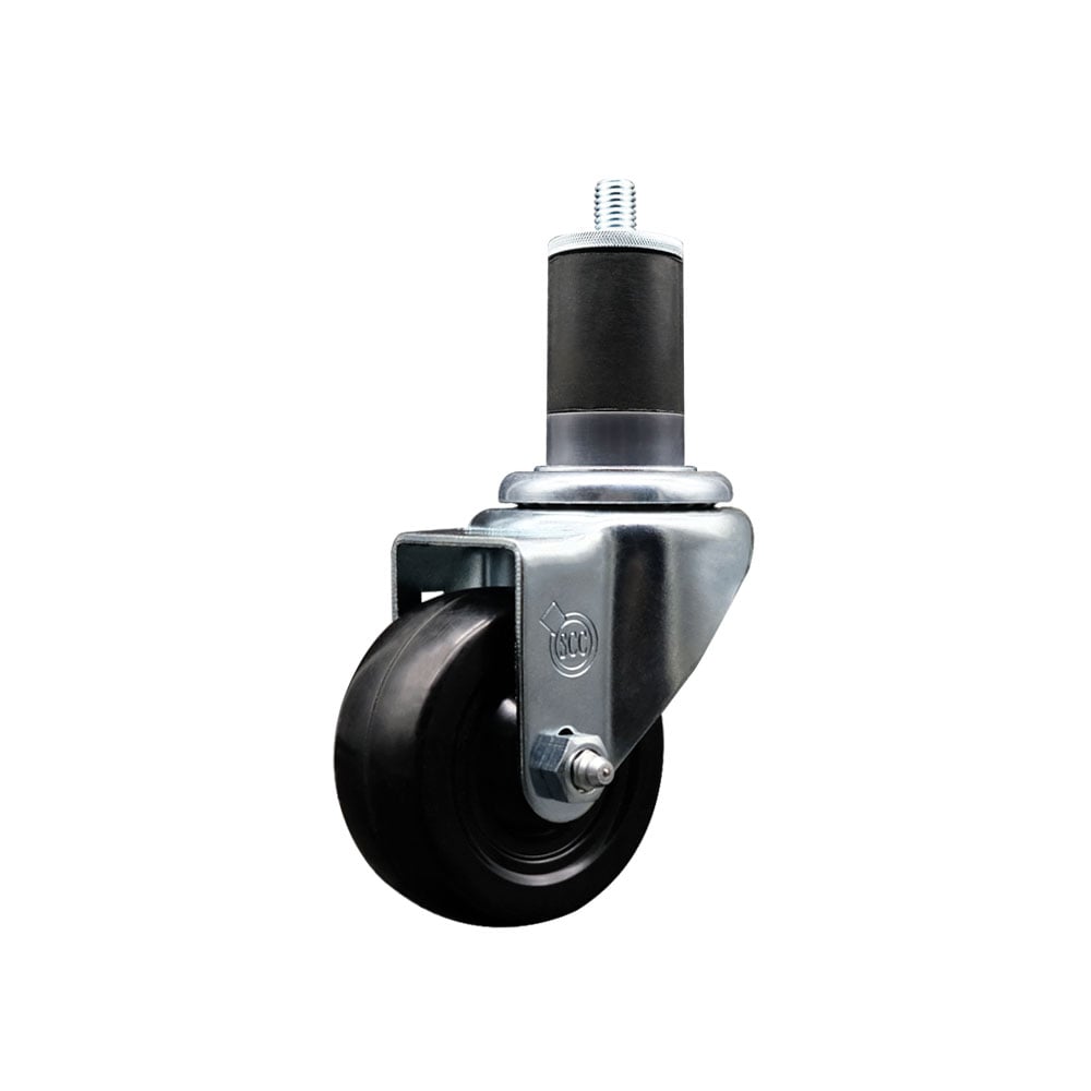 SCC-SSEX20S314-SRS-158 Stainless Steel Soft Rubber Expanding Stem Swivel Caster with 3 in. Black Wheel & 1.63 in. Stem