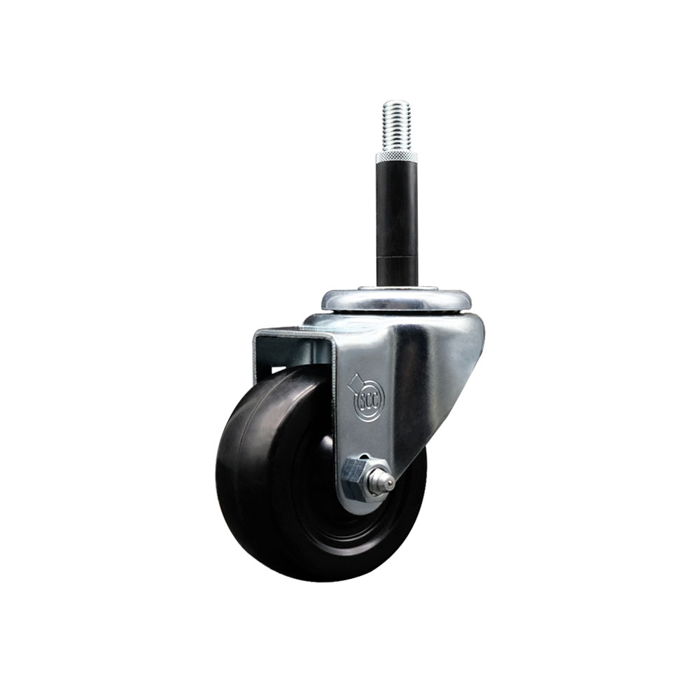 SCC-EX20S314-SRS-34 Soft Rubber Expanding Stem Swivel Caster with 3 in. Black Wheel & 0.75 in. Stem