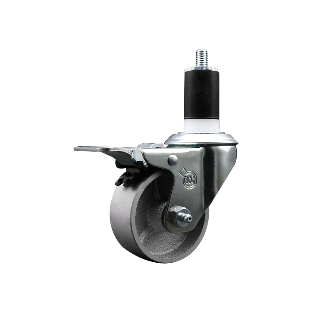 Semi Steel Swivel Caster - Silver - 3 in. Wheel - Total Lock Brake