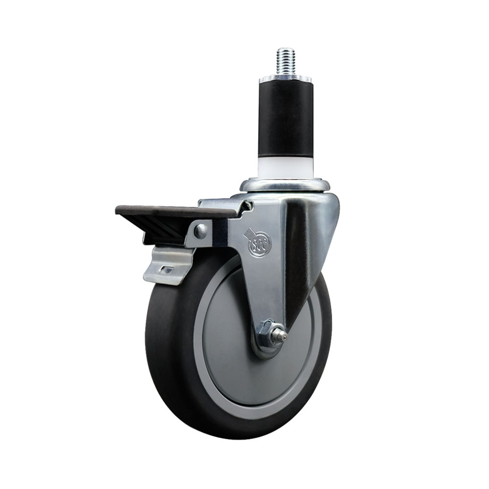 SCC-EX20S514-TPRB-PLB-112 Thermoplastic Rubber Swivel Expanding Stem Swivel Caster with 5 in. Gray Wheel & 1.5 in. Stem & Posi Locking Brake
