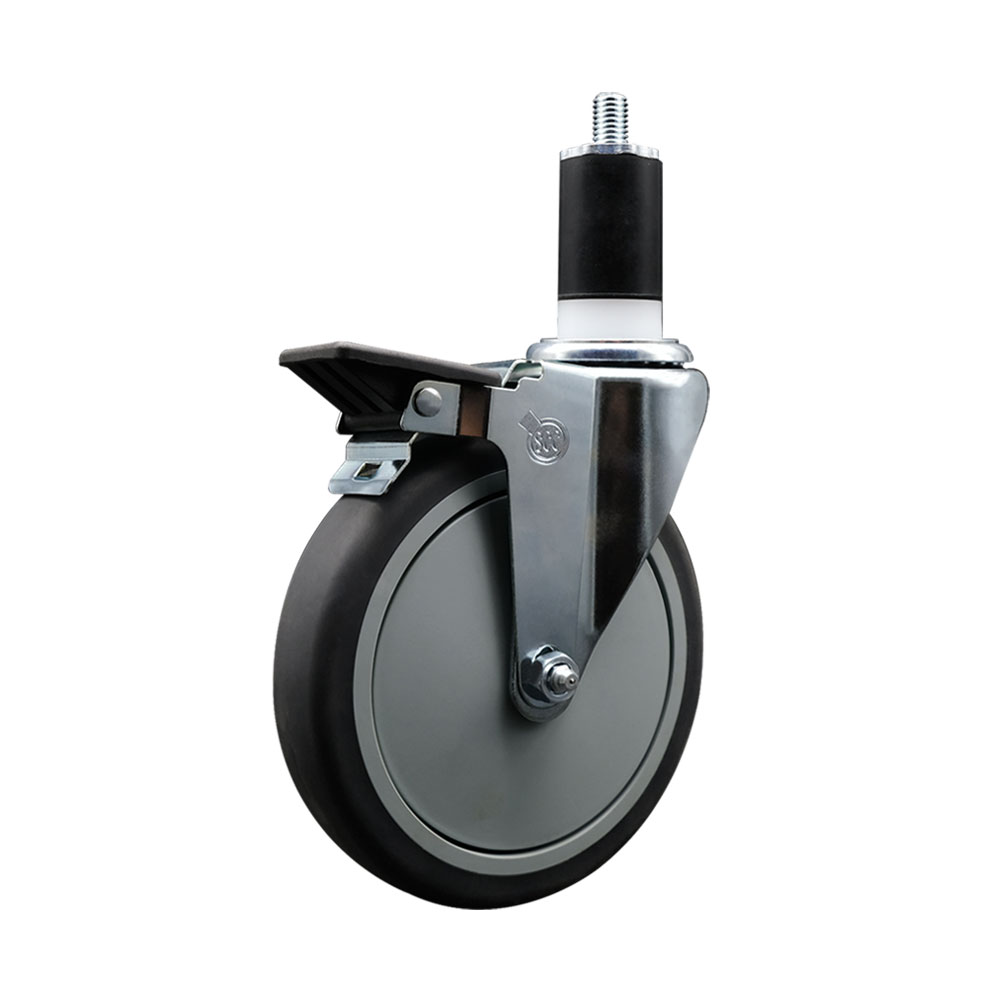 SCC-EX20S614-TPRB-PLB-112 Thermoplastic Rubber Swivel Expanding Stem Swivel Caster with 6 in. Gray Wheel & 1.5 in. Stem & Posi Locking Brake