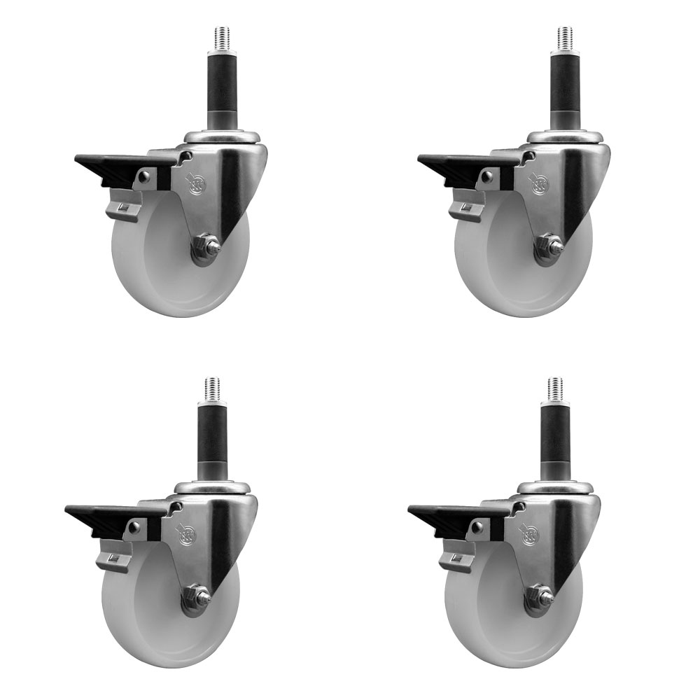 SCC-EX20S414-NYS-PLB-1-4 Nylon Swivel Expanding Stem Caster with 4 in. White Wheel & 1 in. Stems - Set of 4