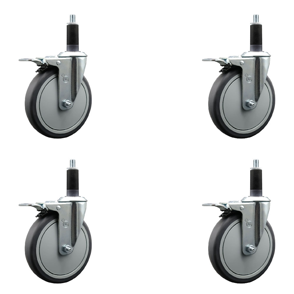 SCC-EXTTL20S614-TPRB-118-4 Thermoplastic Rubber Swivel Expanding Stem Caster with 6 in. Gray Wheels & 1.13 in. Stems - Set of 4