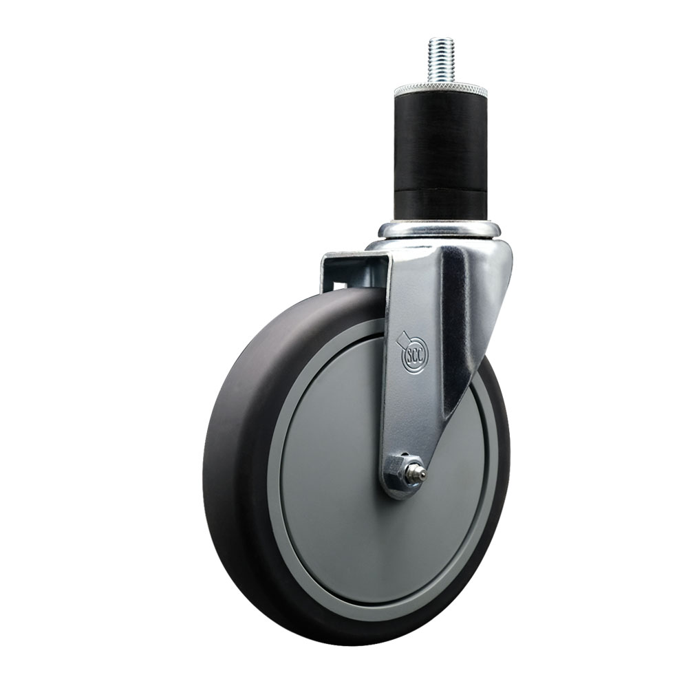 SCC-EX20S614-TPRB-134 Thermoplastic Rubber Swivel Expanding Stem Swivel Caster with 6 in. Gray Wheel & 1.75 in. Stem