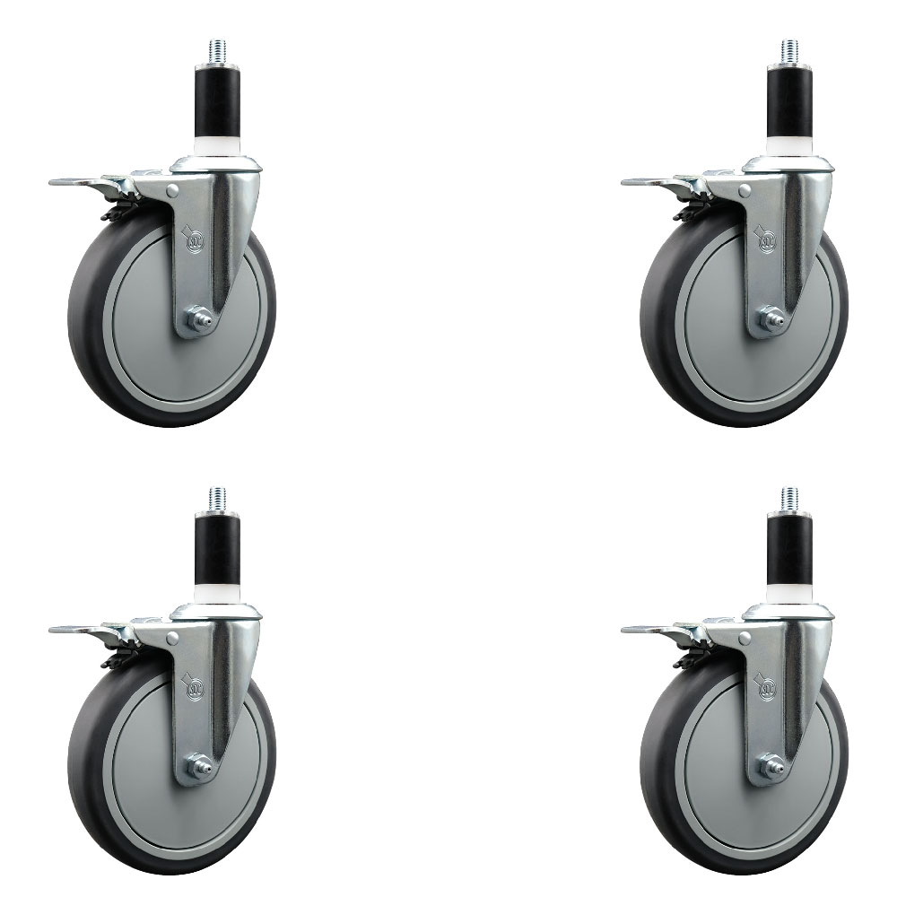 SCC-EXTTL20S614-TPRB-134-4 Thermoplastic Rubber Swivel Expanding Stem Caster with 6 in. Gray Wheels & 1.75 in. Stems - Set of 4