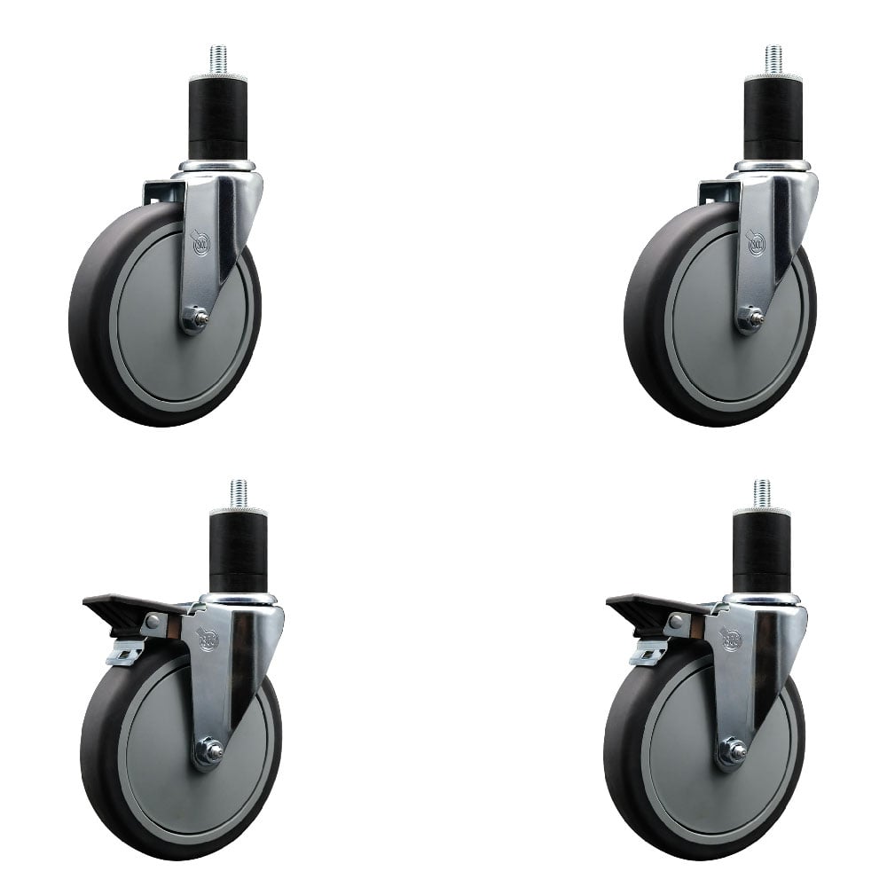SCC-EX20S614-TPRB-2-PLB-2-134 Thermoplastic Rubber Swivel Expanding Stem Caster with 6 in. Gray Wheels & 1.75 in. Stems - Set of 4