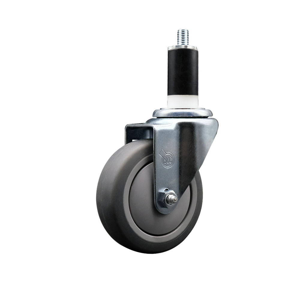 SCC-EX20S414-TPRB-138 Thermoplastic Rubber Swivel Expanding Stem Swivel Caster with 4 in. Gray Wheel & 1.38 in. Stem