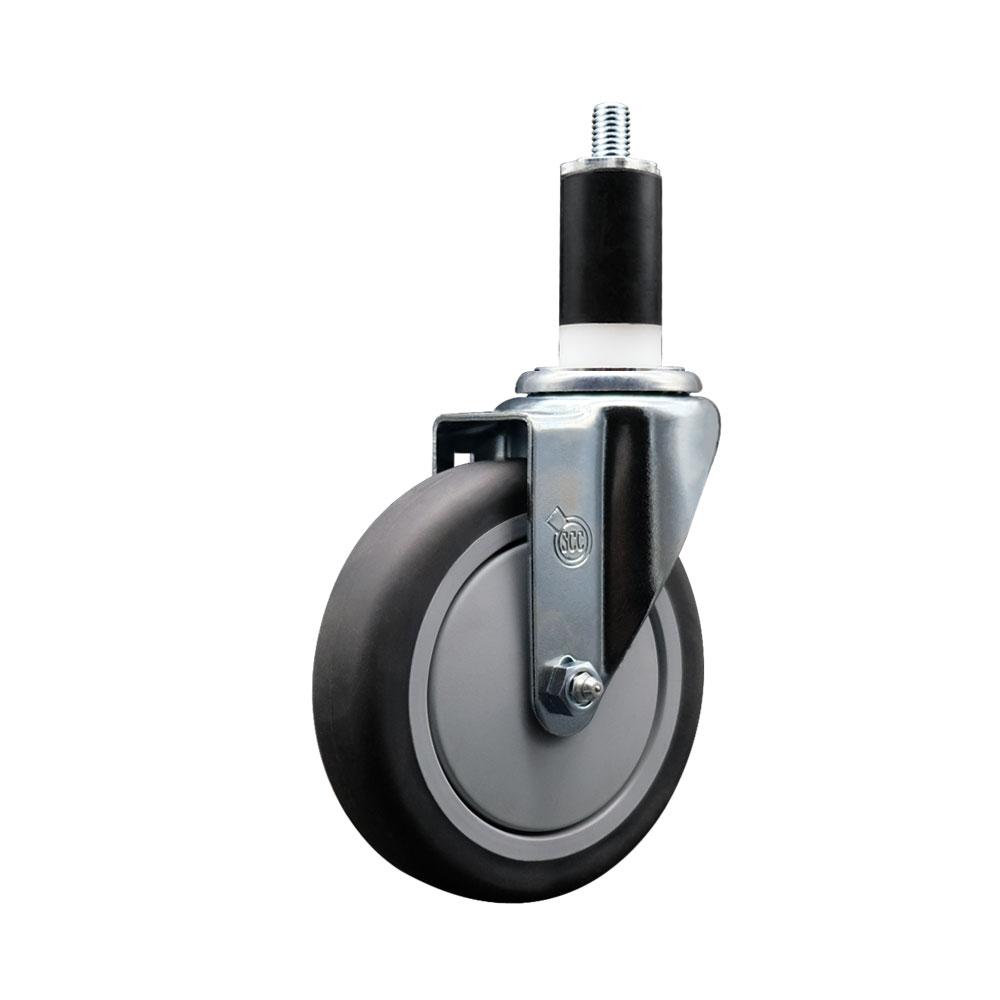 SCC-EX20S514-TPRB-138 Thermoplastic Rubber Swivel Expanding Stem Swivel Caster with 5 in. Gray Wheel & 1.38 in. Stem