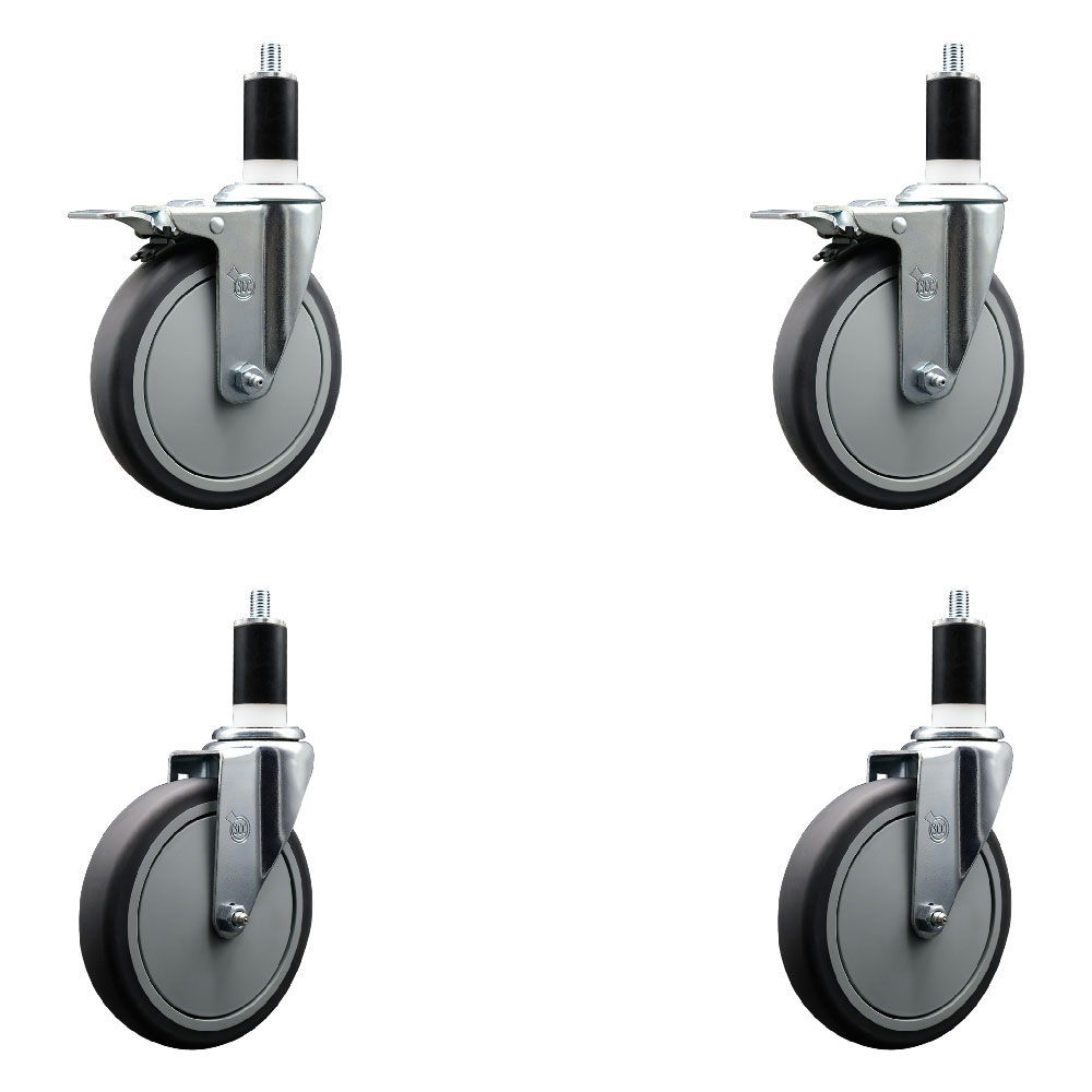 SCC-EXTTL20S614-TPRB-2-S-2-138 Thermoplastic Rubber Swivel Expanding Stem Caster with 6 in. Gray Wheels & 1.38 in. Stems - Set of 4