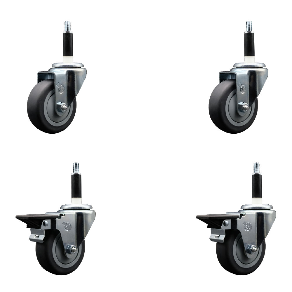 SCC-EX20S3514-TPRB-2-PLB-2-78 Thermoplastic Rubber Swivel Expanding Stem Caster with 3.5 in. Gray Wheels & 0.87 in. Stems - Set of 4