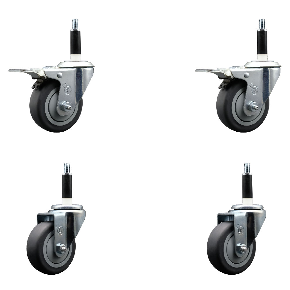 SCC-EXTTL20S3514-TPRB-2-S-2-78 Thermoplastic Rubber Swivel Expanding Stem Caster with 3.5 in. Gray Wheels & 0.87 in. Stems - Set of 4