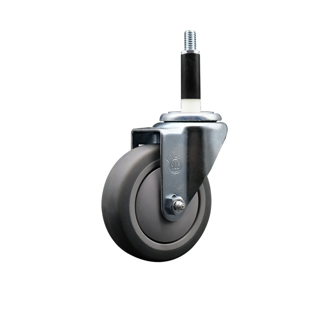 SCC-EX20S414-TPRB-78 Thermoplastic Rubber Swivel Expanding Stem Swivel Caster with 4 in. Gray Wheel & 0.87 in. Stem