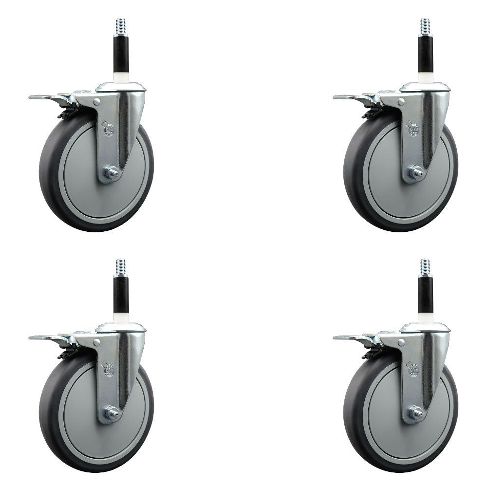SCC-EXTTL20S614-TPRB-78-4 Thermoplastic Rubber Swivel Expanding Stem Caster with 6 in. Gray Wheels & 0.87 in. Stems - Set of 4