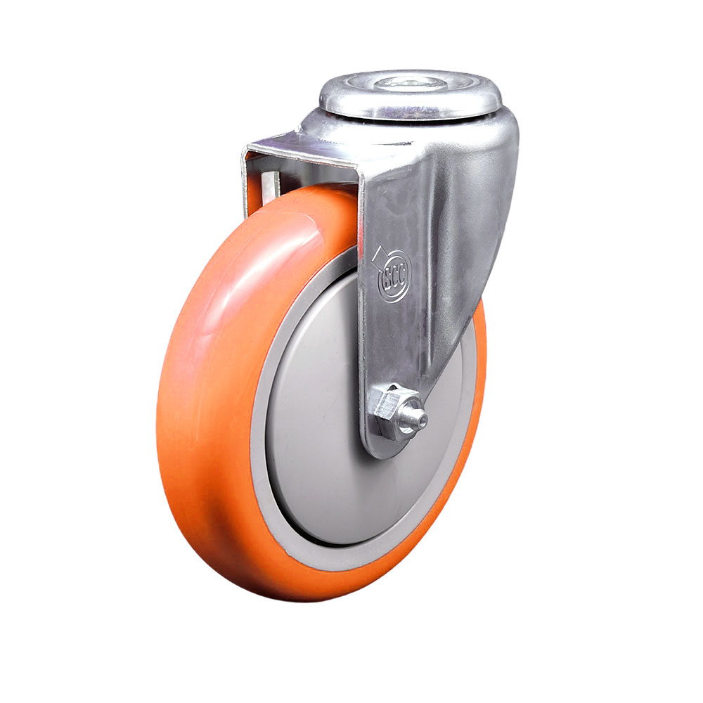 SCC-BH20S514-PPUB-ORG Polyurethane Swivel Bolt Hole Caster with 5 x 1.25 in. Orange Wheel