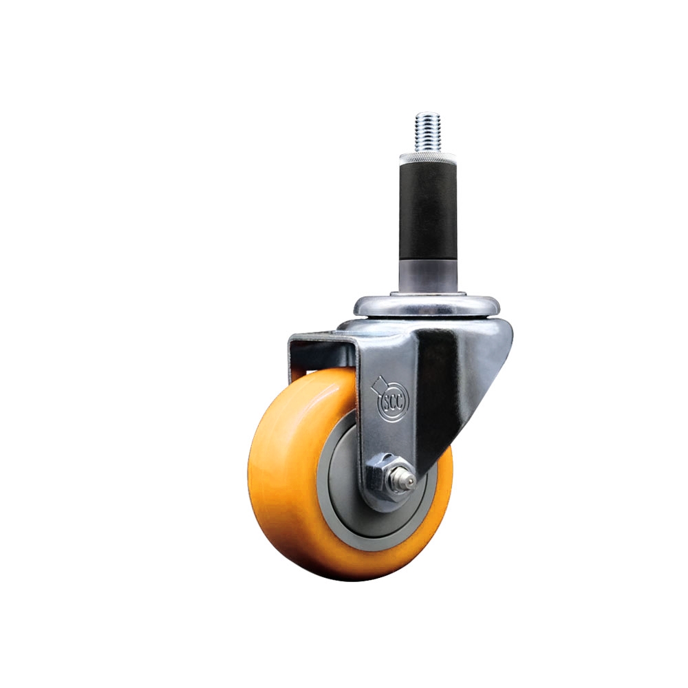 SCC-EX20S314-PPUB-YEL-118 Polyurethane Expanding Stem Swivel Caster with 3 in. Yellow Wheel & 1.13 in. Stem