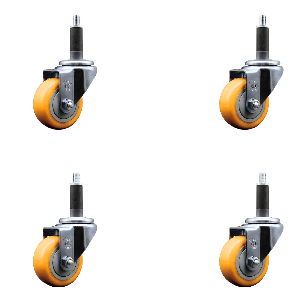 SCC-EX20S314-PPUB-YEL-1-4 Polyurethane Swivel Expanding Stem Caster with 3 in. Yellow Wheels & 1 in. Stems - Set of 4
