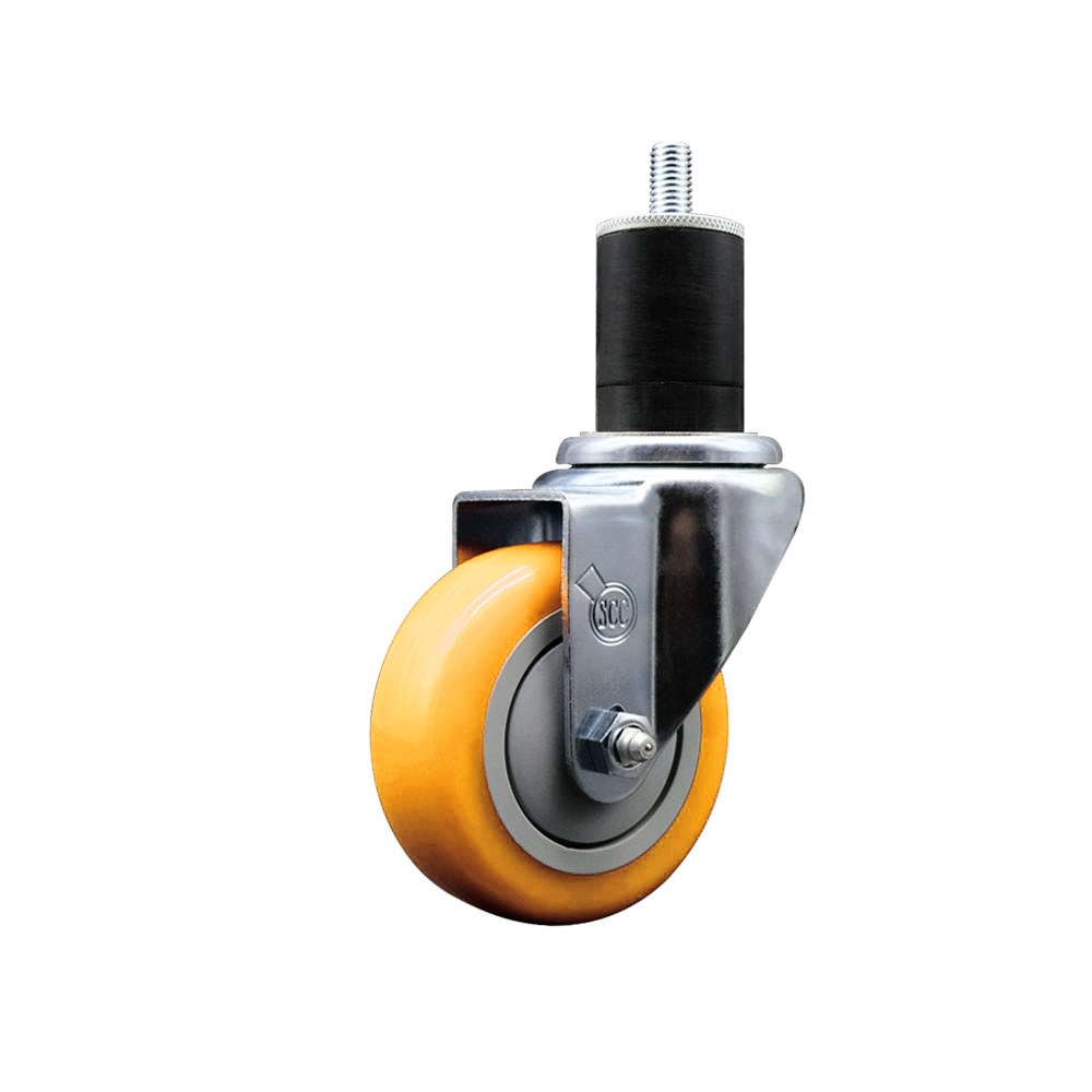SCC-EX20S3514-PPUB-YEL-134 Polyurethane Expanding Stem Swivel Caster with 3.5 in. Yellow Wheel & 1.75 in. Stem