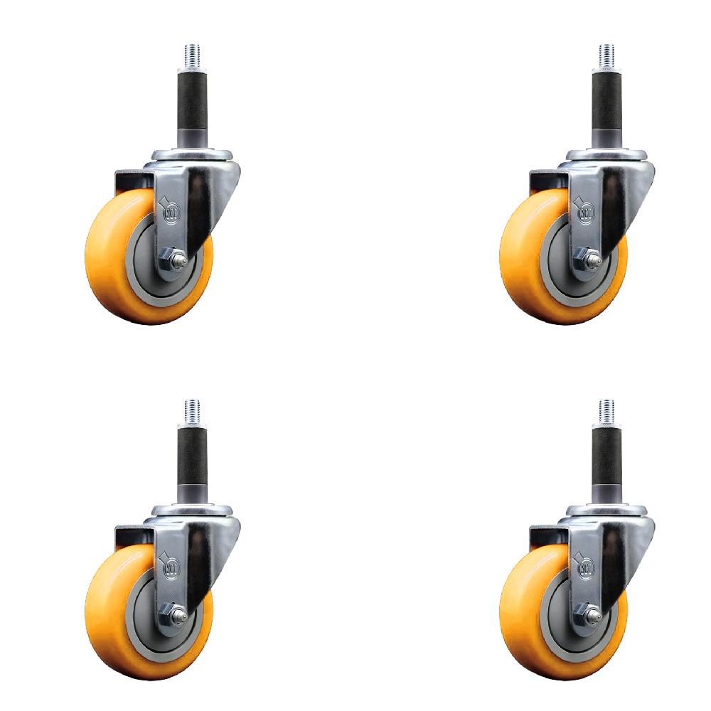 SCC-EX20S3514-PPUB-YEL-1-4 Polyurethane Swivel Expanding Stem Caster with 3.5 in. Yellow Wheels & 1 in. Stems - Set of 4