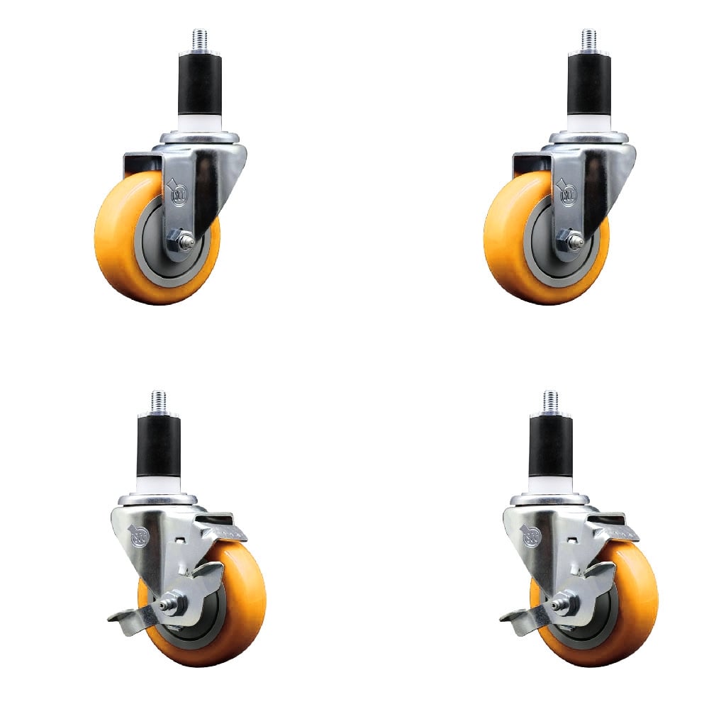 SCC-EX20S3514-PPUB-YEL-2-TLB-2-112 Polyurethane Swivel Expanding Stem Caster with 3.5 in. Yellow Wheels & 1.5 in. Stems - Set of 4