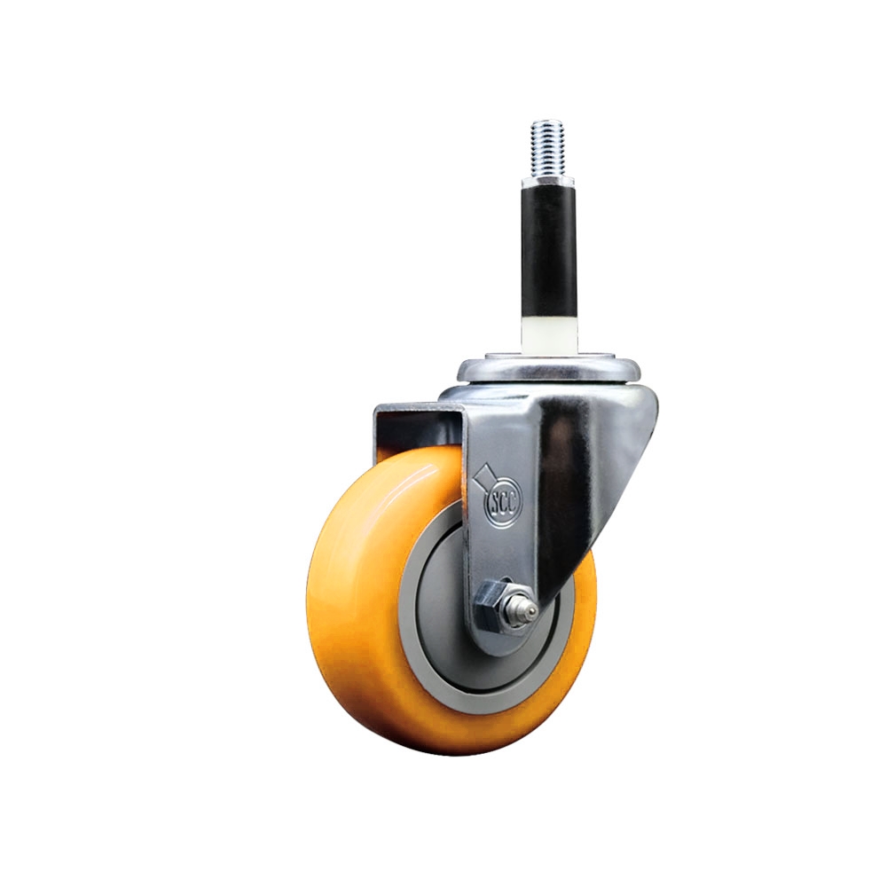 SCC-EX20S3514-PPUB-YEL-78 Polyurethane Expanding Stem Swivel Caster with 3.5 in. Yellow Wheel & 0.87 in. Stem