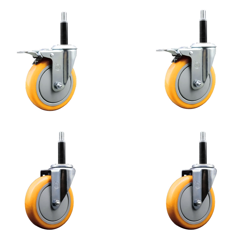 SCC-EXTTL20S514-PPUB-YEL-2-S-2-34 Polyurethane Swivel Expanding Stem Caster with 5 in. Yellow Wheels & 0.75 in. Stems - Set of 4