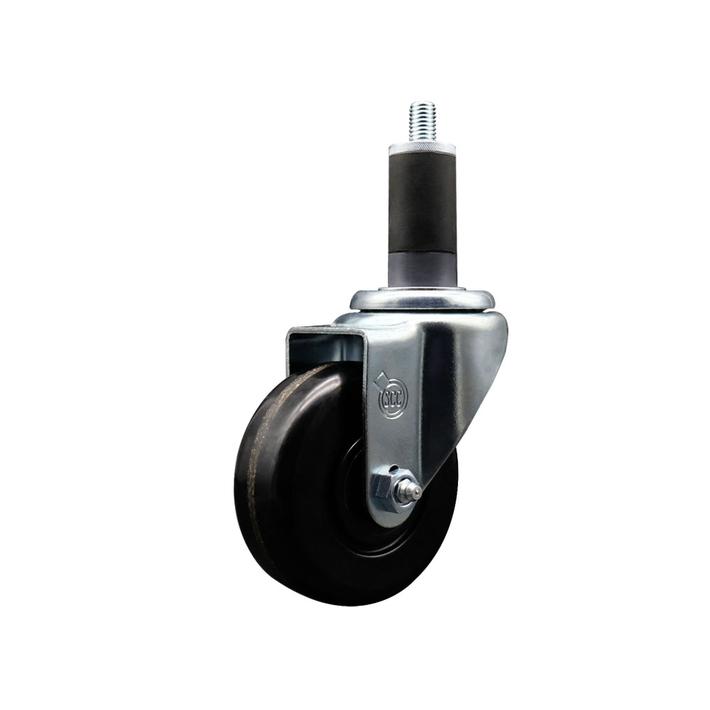 SCC-EX20S3514-PHR-114 Phenolic Swivel Expanding Stem Caster with Roller Bearing 3.5 x 1.25 in. Black Wheel & 1.25 in. Stem