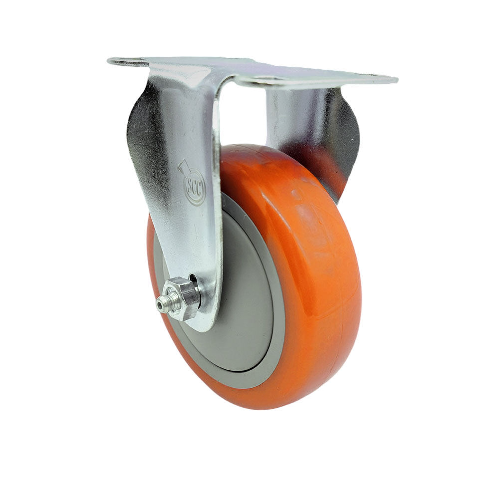 SCC-SS20R414-PPUB-ORG Stainless Steel Polyurethane Swivel Top Plate Rigid Caster with 4 x 1.25 in. Orange Wheel