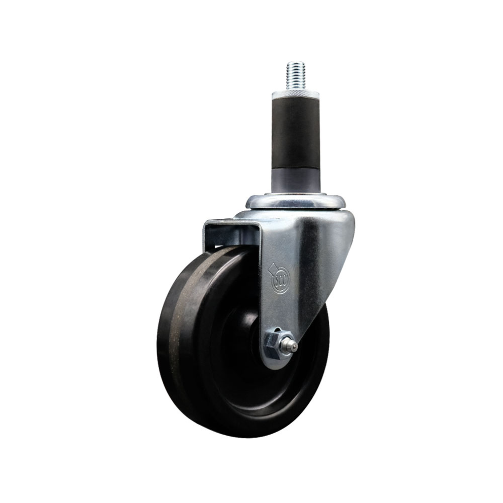 SCC-EX20S414-PHR-114 Phenolic Swivel Expanding Stem Caster with Roller Bearing 4 x 1.25 in. Black Wheel & 1.25 in. Stem