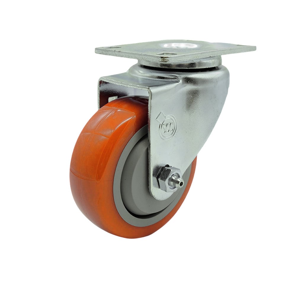 SCC-SS20S3514-PPUB-ORG Stainless Steel Polyurethane Swivel Top Plate Swivel Caster with 3.5 x 1.25 in. Orange Wheel