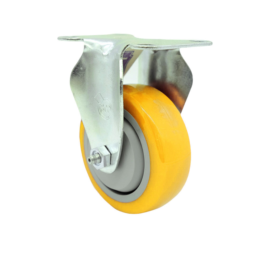 Polyurethane Rigid Top Plate Caster - Yellow - 3.5 in. Wheel - 316 Stainless Steel