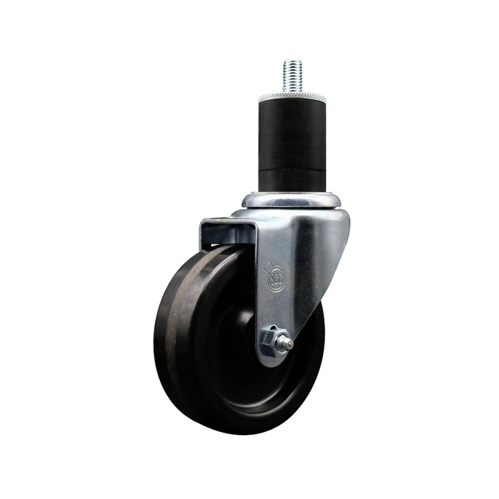 SCC-EX20S414-PHR-134 Phenolic Swivel Expanding Stem Caster with Roller Bearing 4 x 1.25 in. Black Wheel & 1.75 in. Stem
