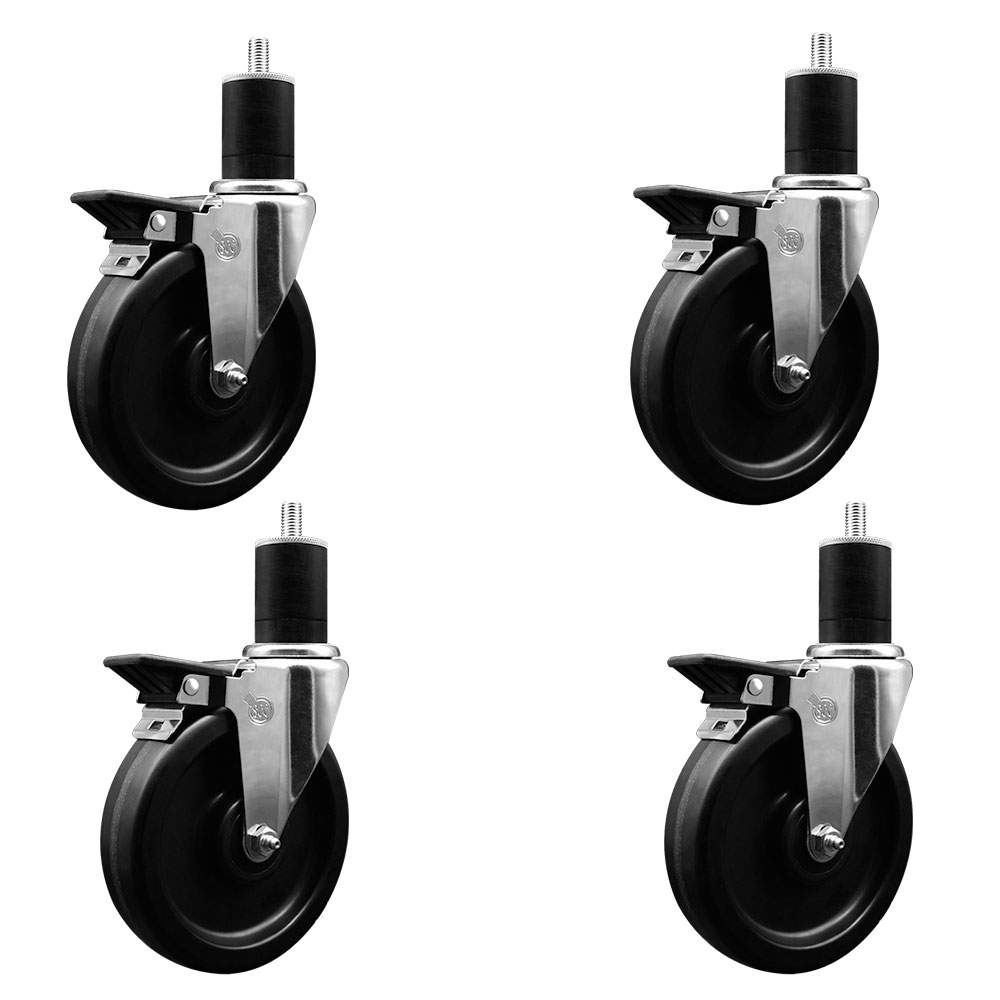 SCC-EX20S615-PHR-PLB-134-4 Phenolic Swivel Expanding Stem Caster with Roller Bearings 6 x 1.5 in. Black Wheels & 1.75 in. Stems - Set of 4