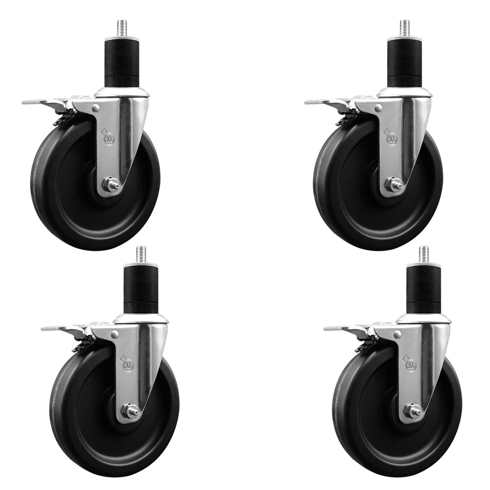 SCC-EXTTL20S615-PHR-134-4 Phenolic Swivel Expanding Stem Caster with Roller Bearings 6 x 1.5 in. Black Wheels & 1.75 in. Stems - Set of 4