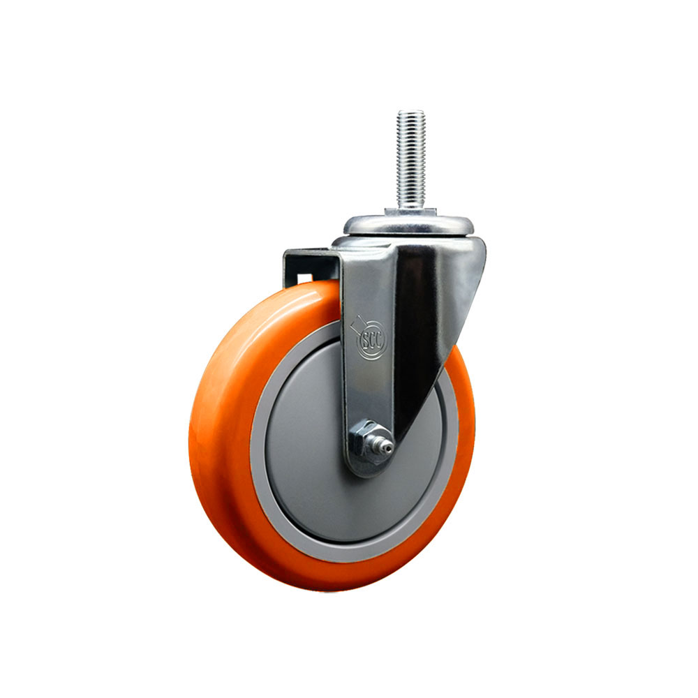SCC-TS20S514-PPUB-ORG-34212 Polyurethane Swivel Threaded Stem Caster with 5 x 1.25 in. Orange Wheel & 0.75 in. Stem