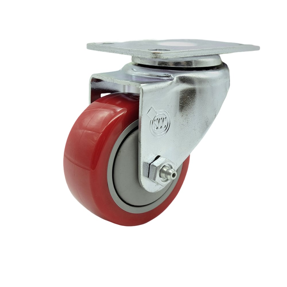 SCC-SS20S314-PPUB-RED Stainless Steel Polyurethane Swivel Top Plate Swivel Caster with 3 x 1.25 in. Red Wheel