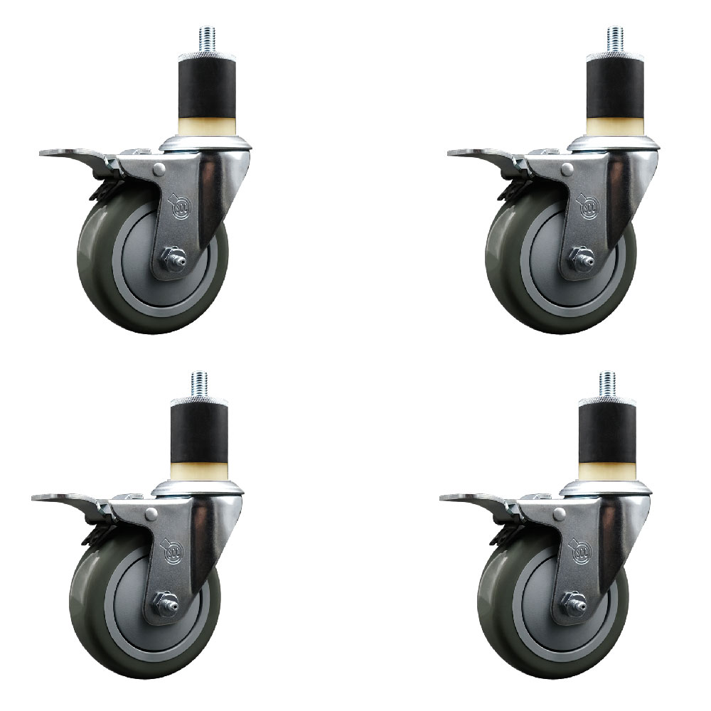 SCC-EXTTL20S414-PPUB-178-4 Polyurethane Swivel Expanding Stem Caster with 4 in. Gray Wheels & 1.87 in. Stems - Set of 4