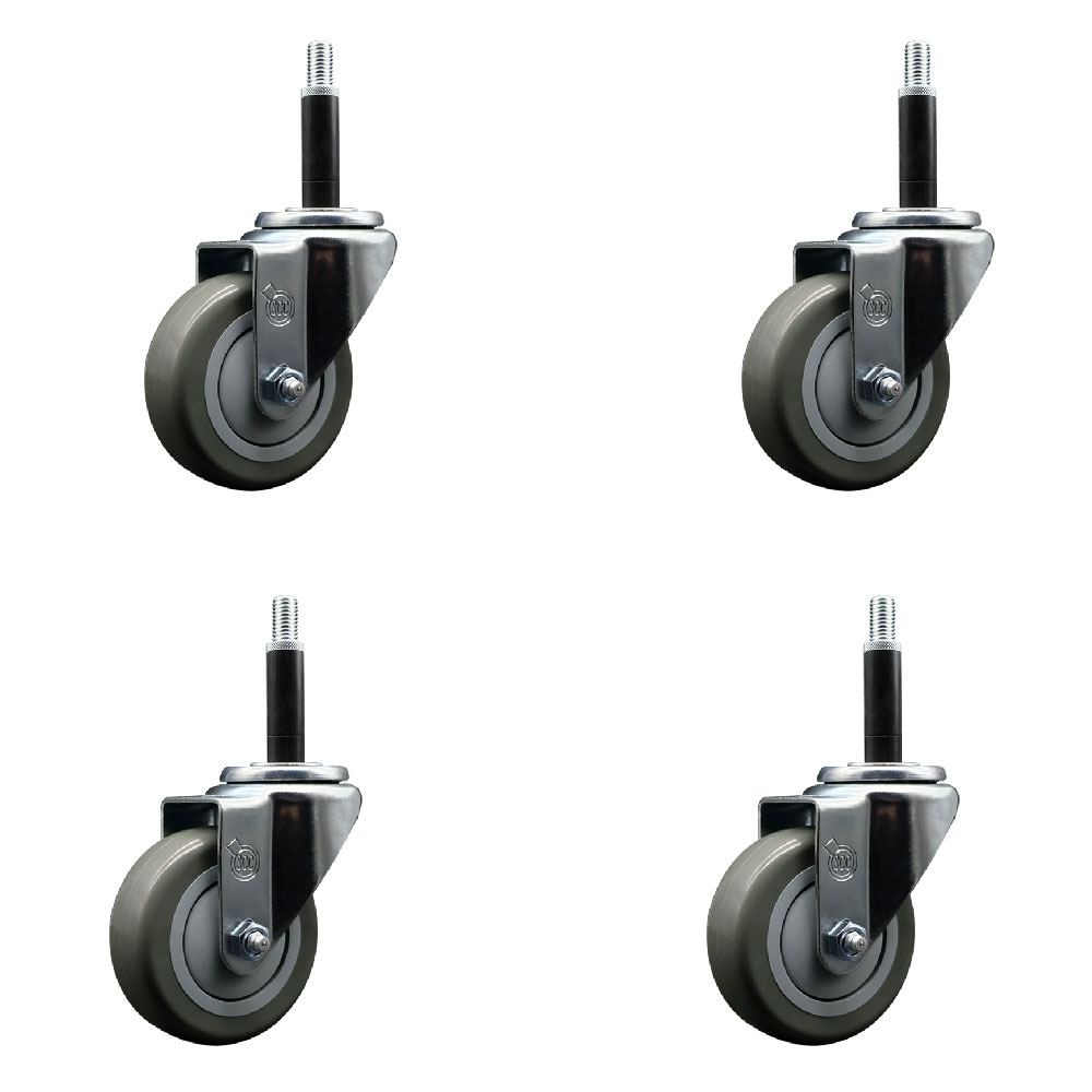 SCC-EX20S3514-PPUB-34-4 Polyurethane Swivel Expanding Stem Caster with 3.5 in. Gray Wheels & 0.75 in. Stems - Set of 4