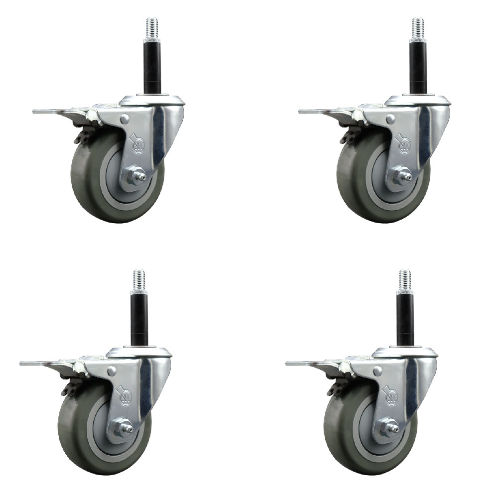 SCC-EXTTL20S3514-PPUB-34-4 Polyurethane Swivel Expanding Stem Caster with 3.5 in. Gray Wheels & 0.75 in. Stems - Set of 4